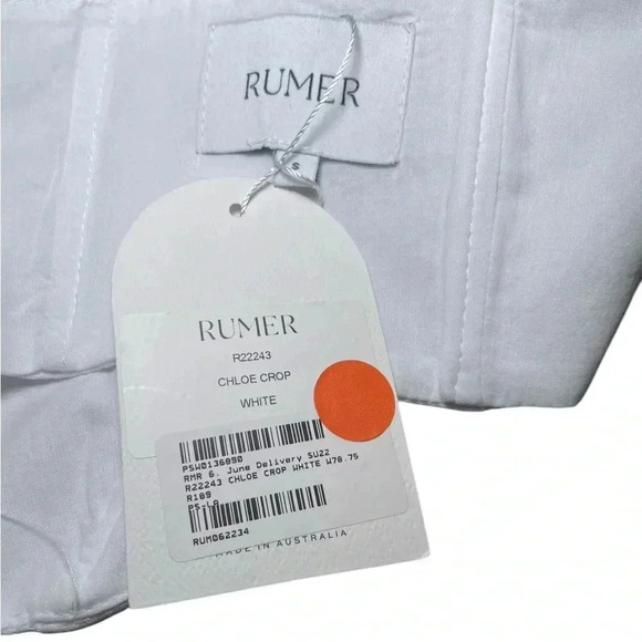 Rumer White Checkered Crop Top Size Small NWT Strap Cami Bustier Style - Picture 5 of 5